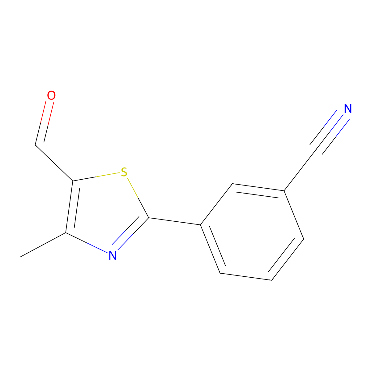 Benzonitrile, 3-(5-formyl-4-methyl-2-thiazolyl)- molecular structure, CAS 2092339-51-8