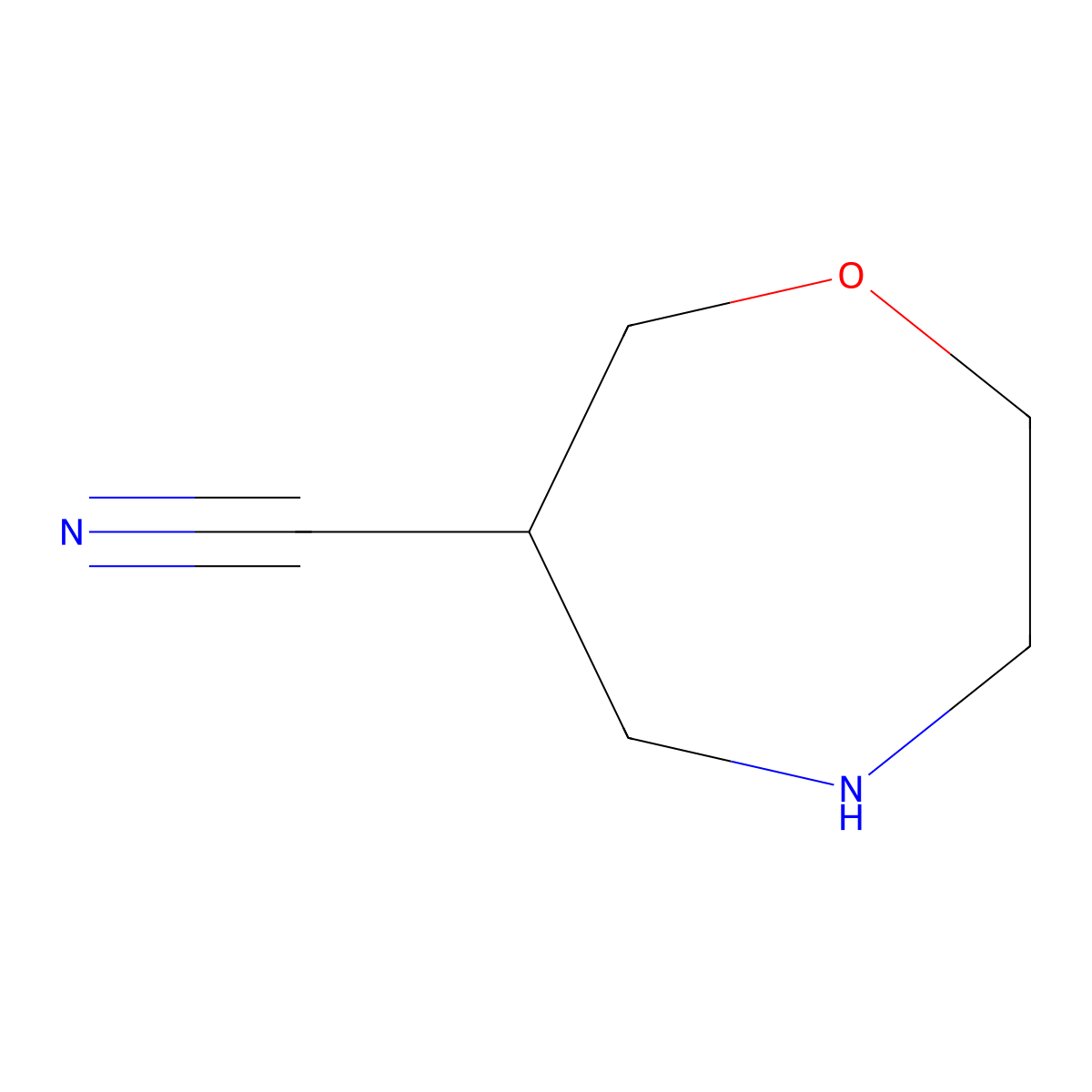 1,4-Oxazepane-6-carbonitrile molecular structure, CAS 2092343-87-6