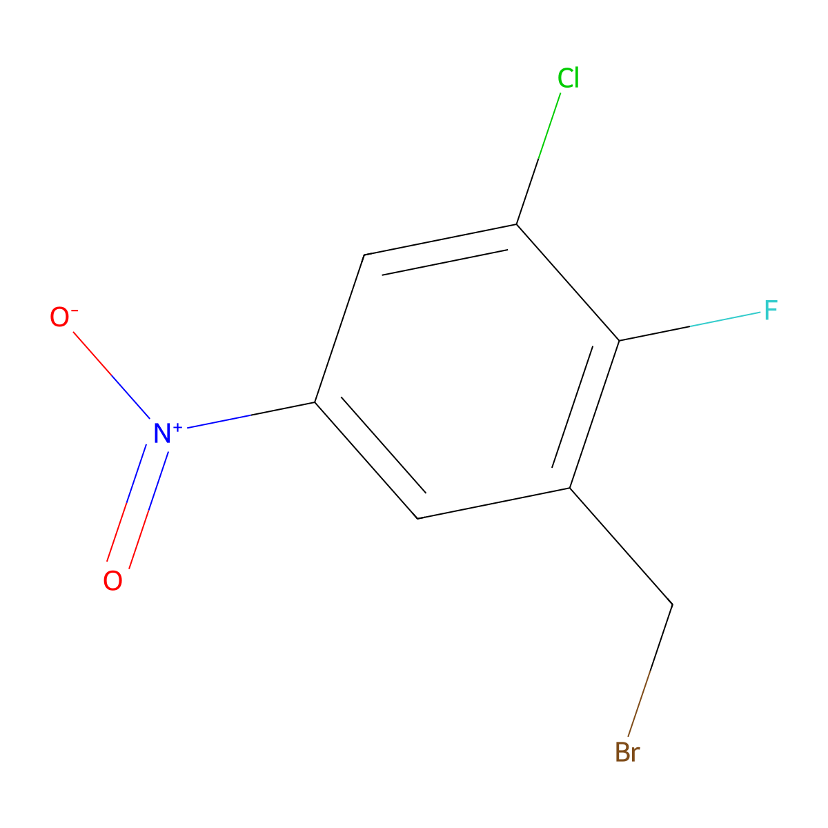 1-(Bromomethyl)-3-chloro-2-fluoro-5-nitrobenzene molecular structure, CAS 2092354-72-6