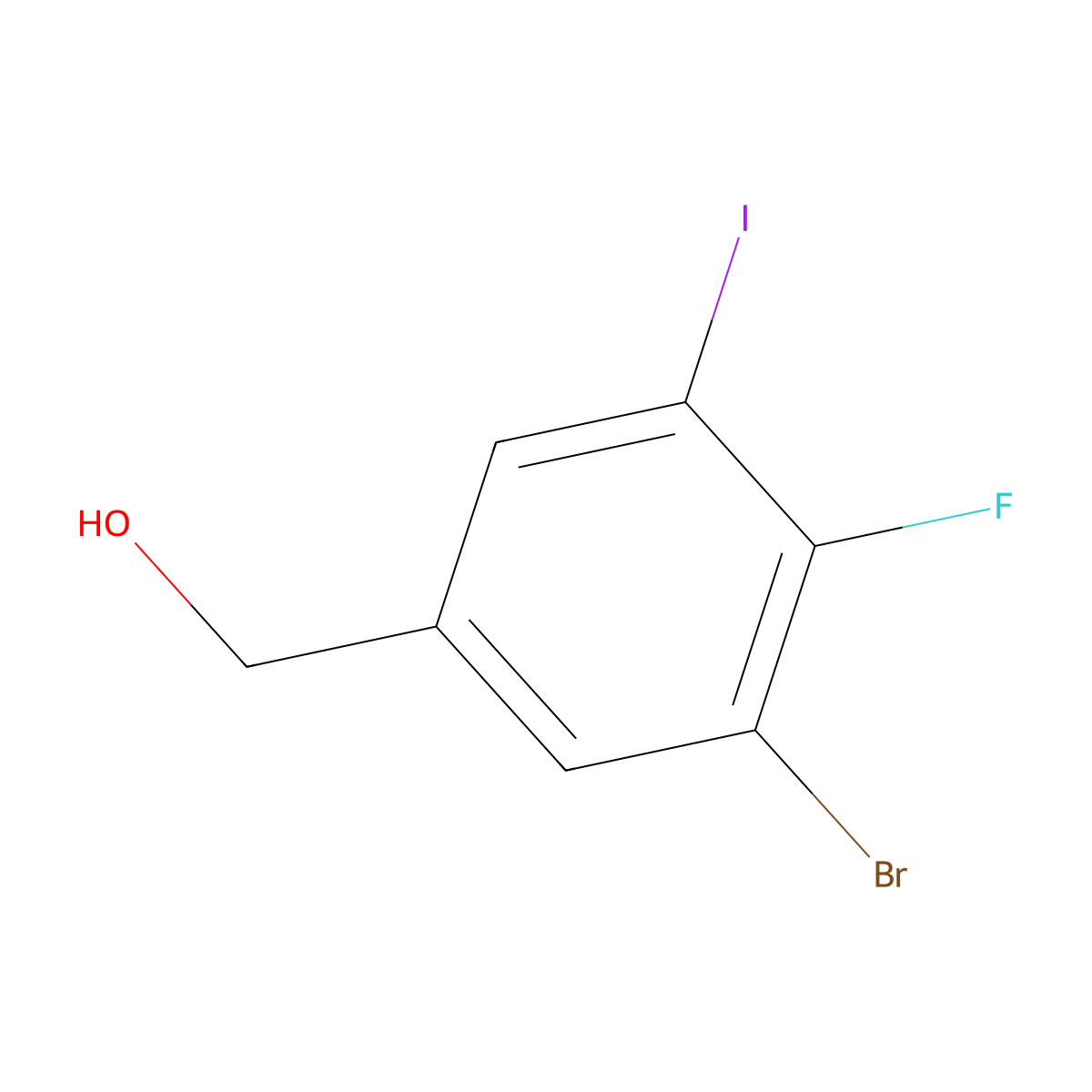 (3-Bromo-4-fluoro-5-iodophenyl)methanol molecular structure, CAS 2092354-98-6