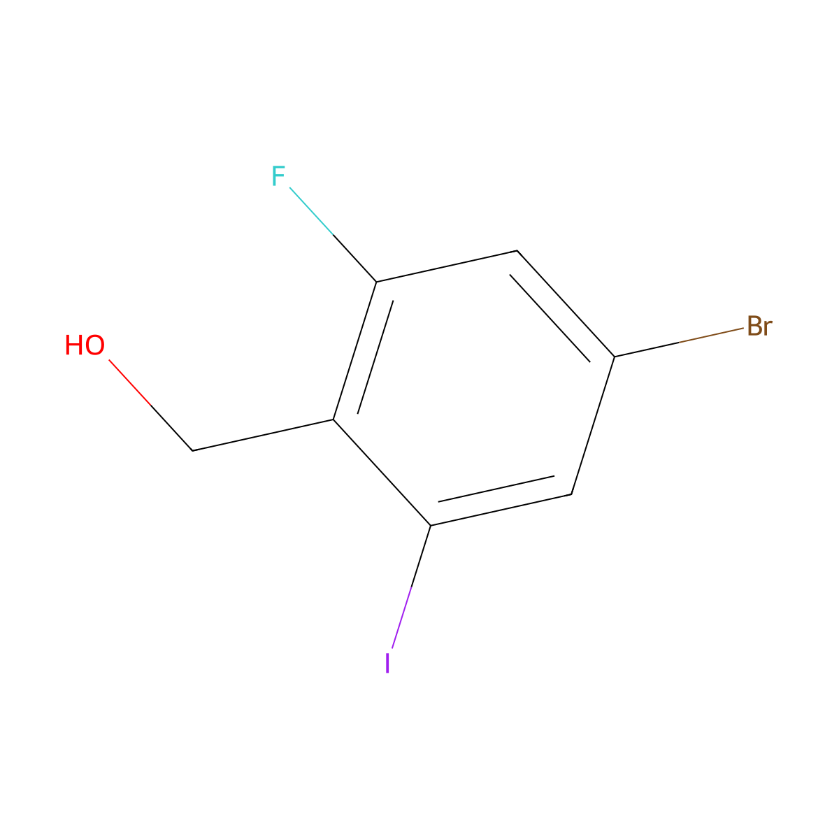 (4-Bromo-2-fluoro-6-iodophenyl)methanol molecular structure, CAS 2092355-10-5