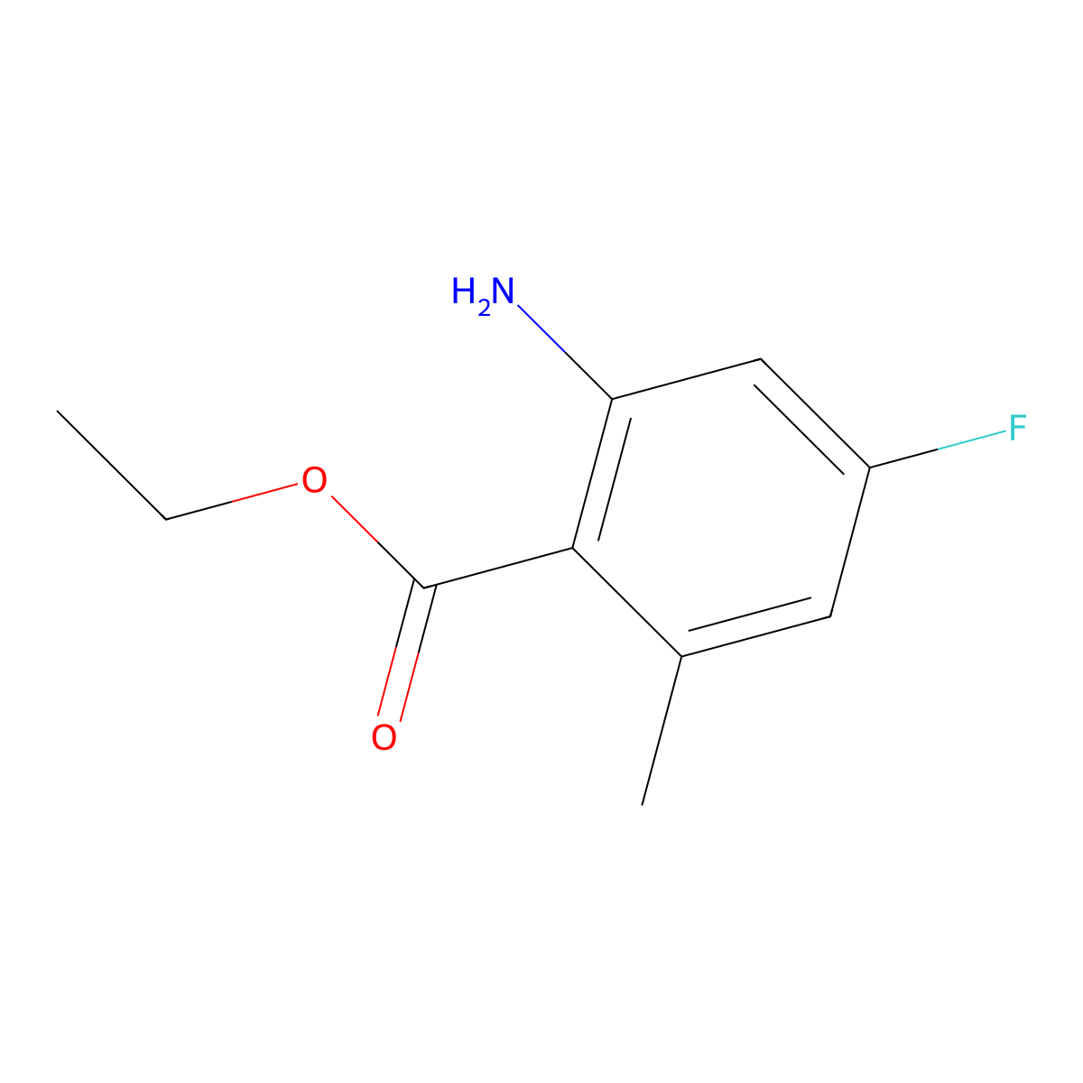 Ethyl 2-amino-4-fluoro-6-methylbenzoate molecular structure, CAS 2092355-67-2