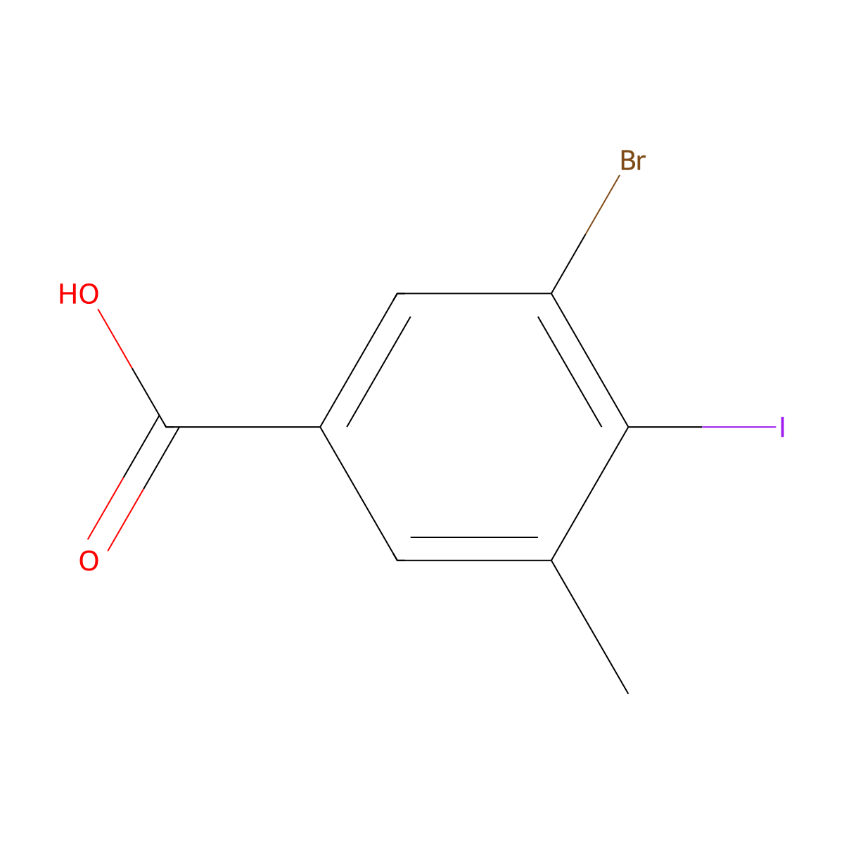 3-Bromo-4-iodo-5-methylbenzoic acid molecular structure, CAS 2092356-54-0