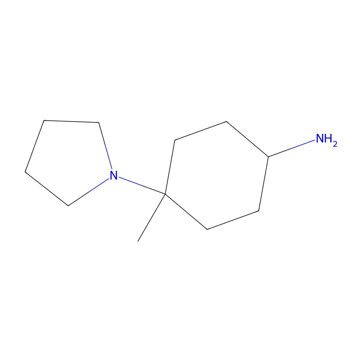 4-Methyl-4-(pyrrolidin-1-yl)cyclohexan-1-amine molecular structure, CAS 2092357-20-3