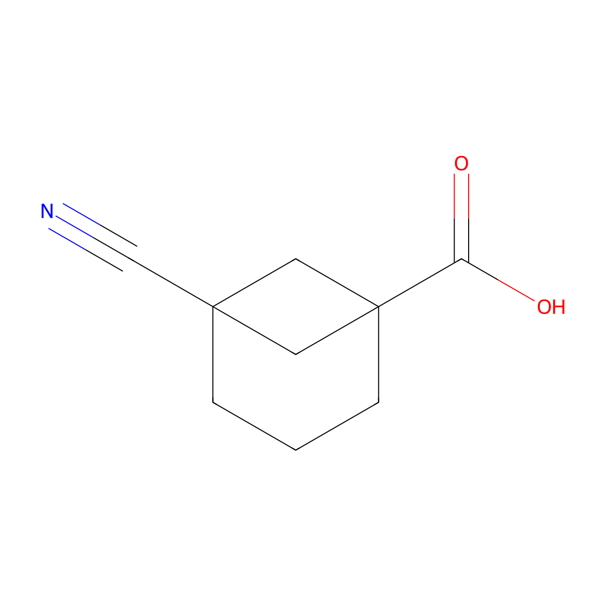 5-Cyanobicyclo[3.1.1]heptane-1-carboxylic acid molecular structure, CAS 2092357-38-3