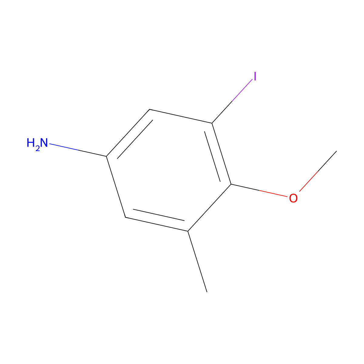 3-Iodo-4-methoxy-5-methylaniline molecular structure, CAS 2092360-63-7