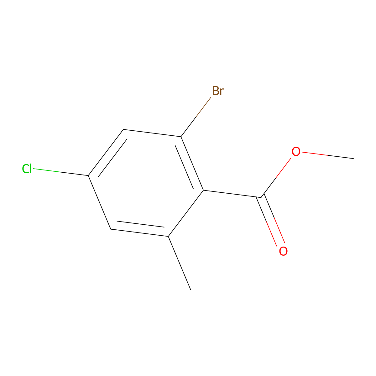 Methyl 2-bromo-4-chloro-6-methylbenzoate molecular structure, CAS 2092361-21-0