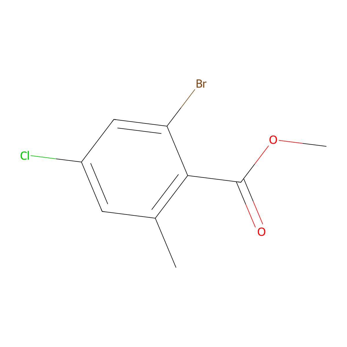Methyl 2-bromo-4-chloro-6-methylbenzoate molecular structure, CAS 2092361-21-0