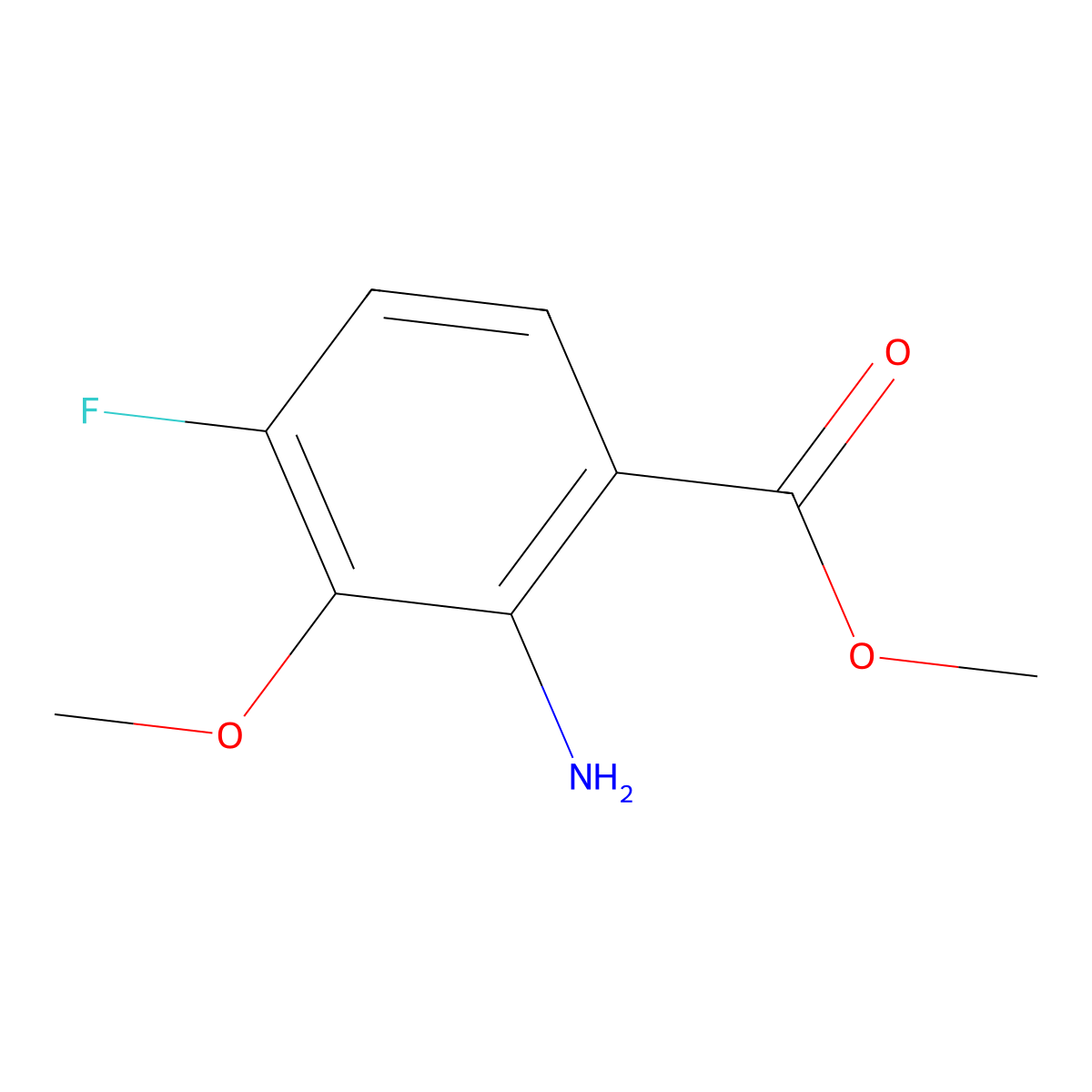 Methyl 2-amino-4-fluoro-3-methoxybenzoate molecular structure, CAS 2092362-15-5