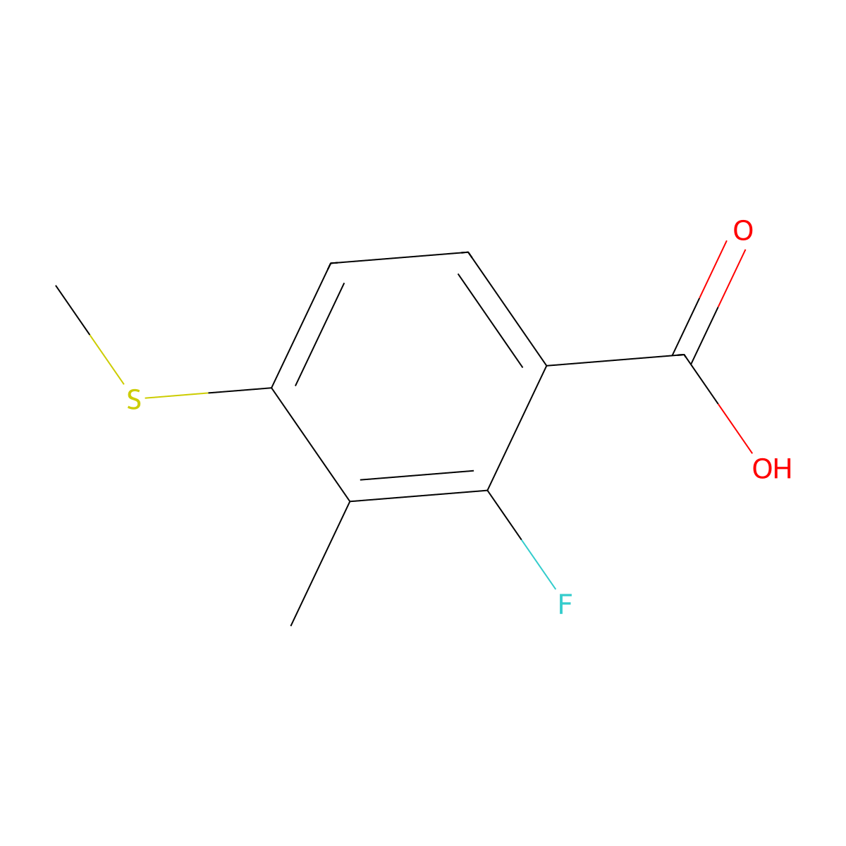 2-Fluoro-3-methyl-4-(methylthio)benzoic acid molecular structure, CAS 2092362-38-2