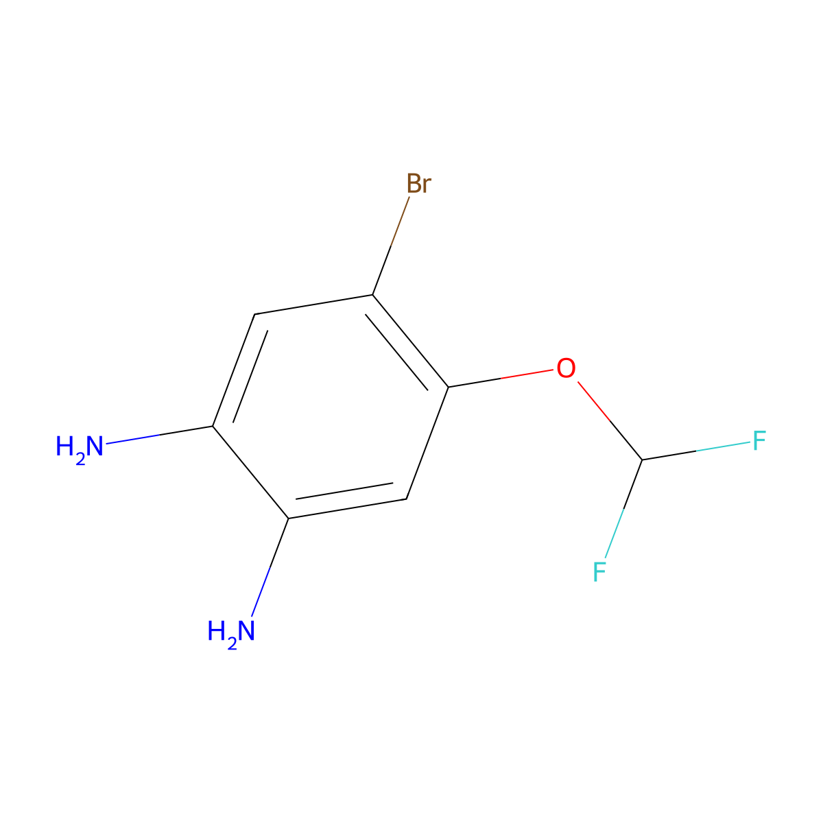 4-Bromo-5-(difluoromethoxy)benzene-1,2-diamine molecular structure, CAS 2092368-85-7