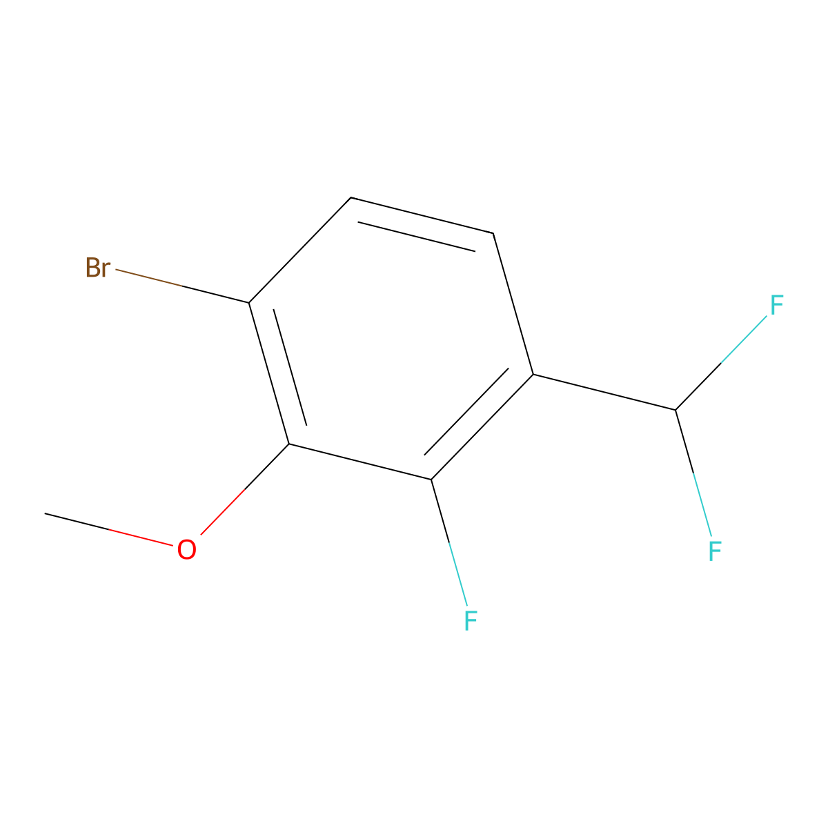 1-Bromo-4-(difluoromethyl)-3-fluoro-2-methoxybenzene molecular structure, CAS 2092373-04-9