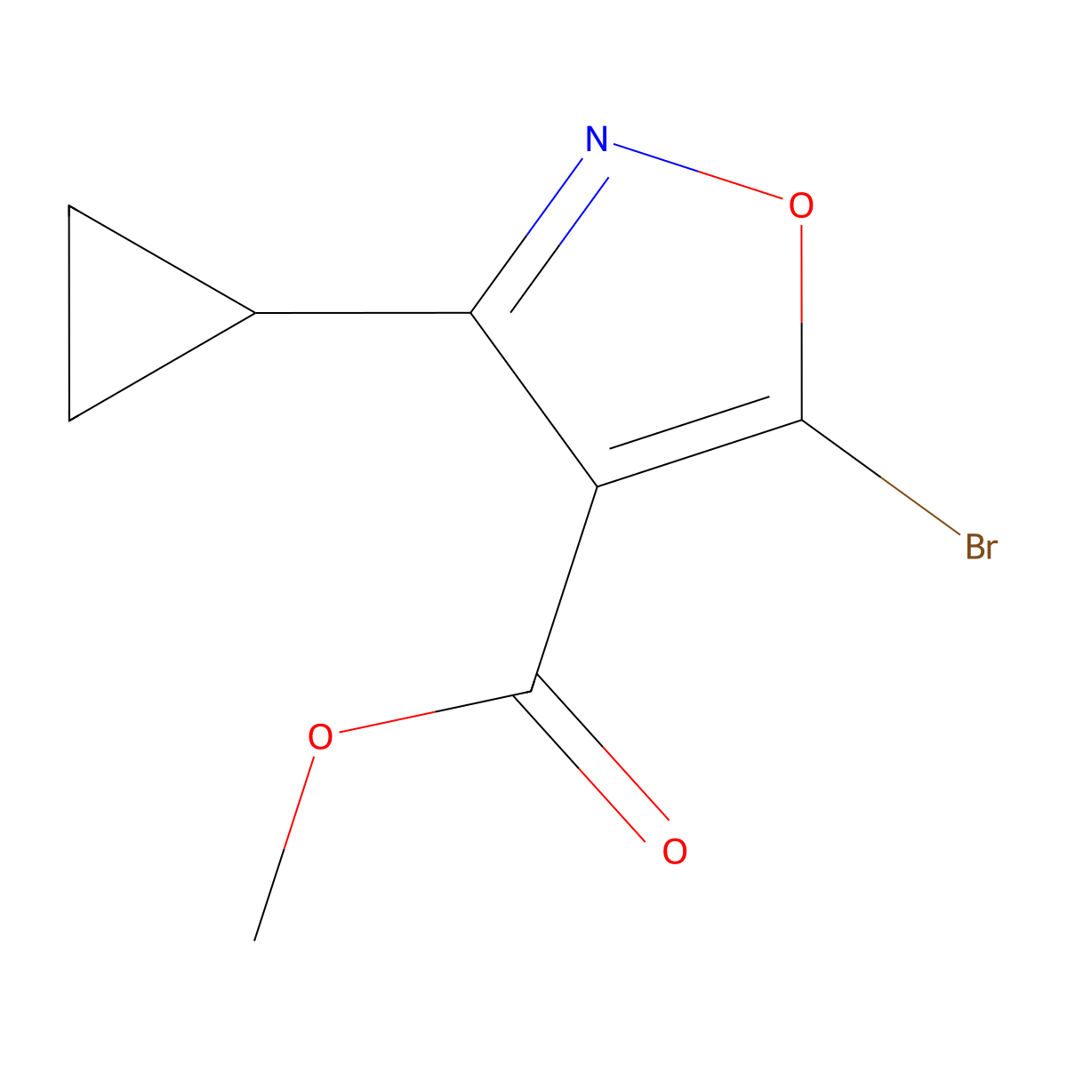 Methyl 5-bromo-3-cyclopropyl-1,2-oxazole-4-carboxylate molecular structure, CAS 2092373-87-8