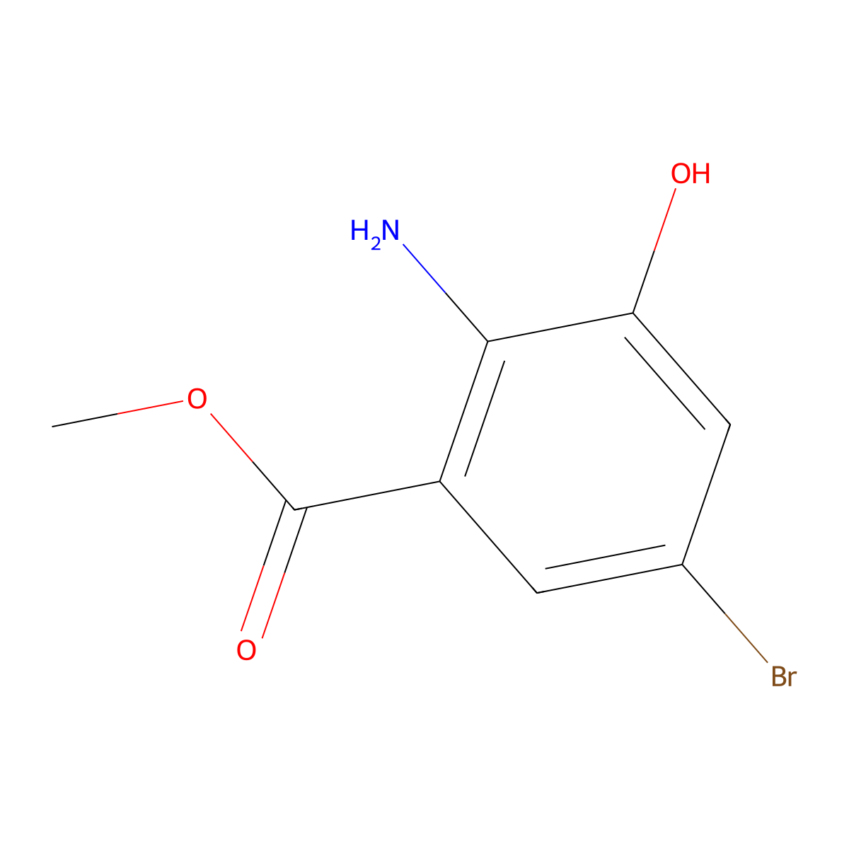 Methyl 2-amino-5-bromo-3-hydroxybenzoate molecular structure, CAS 2092375-58-9