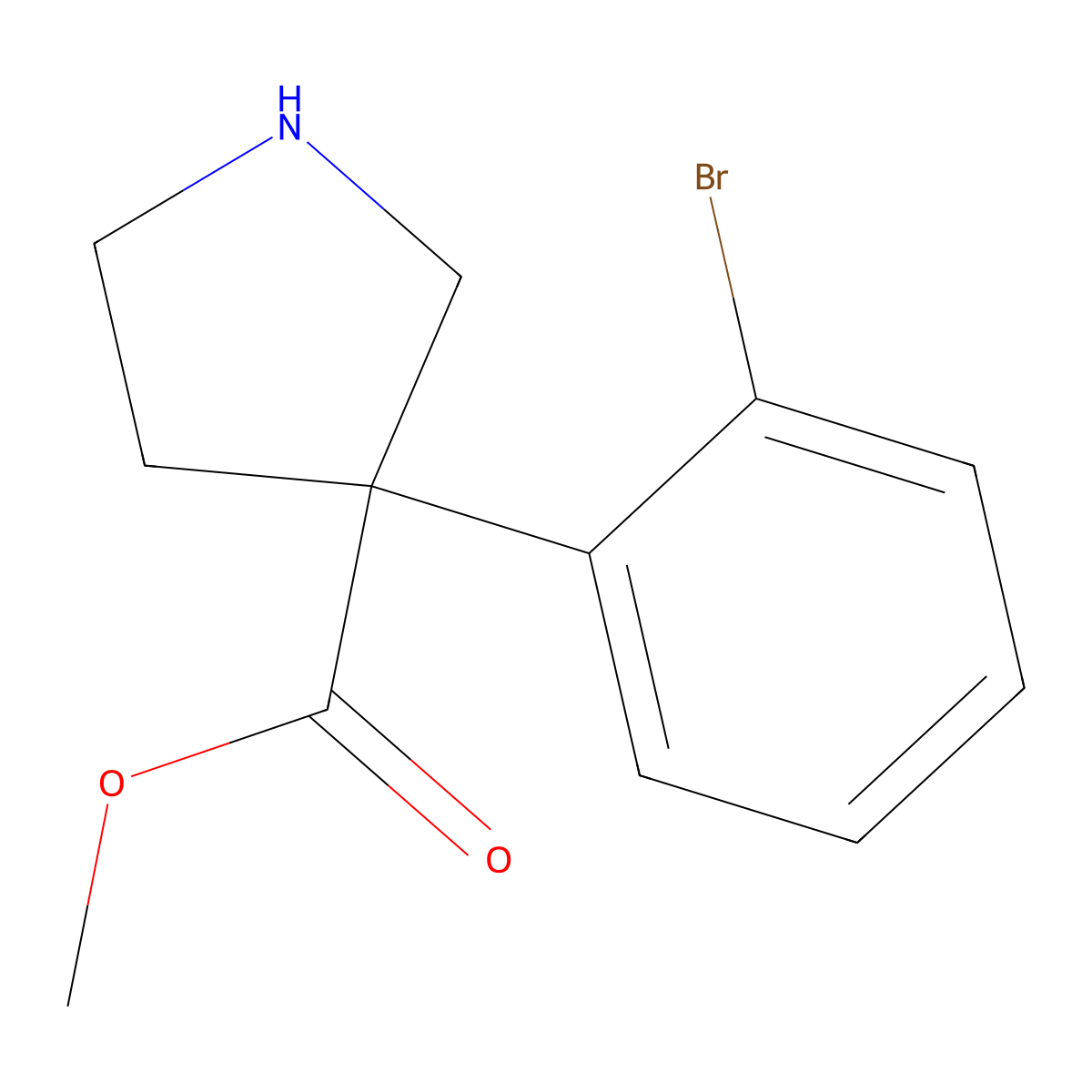 Methyl 3-(2-bromophenyl)pyrrolidine-3-carboxylate molecular structure, CAS 2092376-70-8