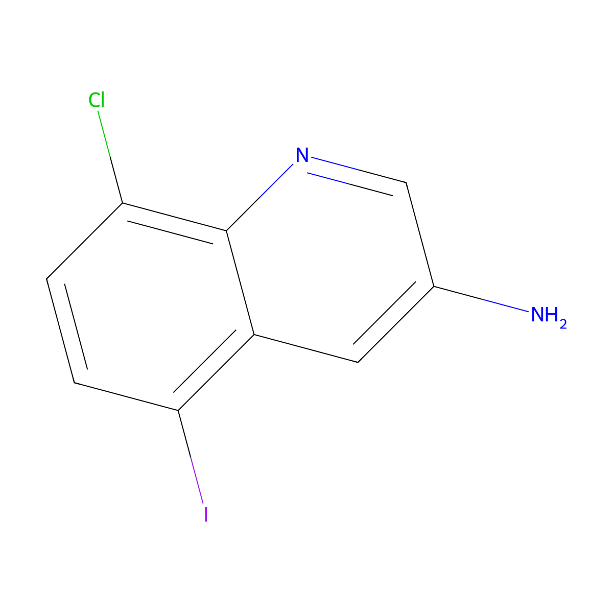 8-Chloro-5-iodoquinolin-3-amine molecular structure, CAS 2092377-43-8