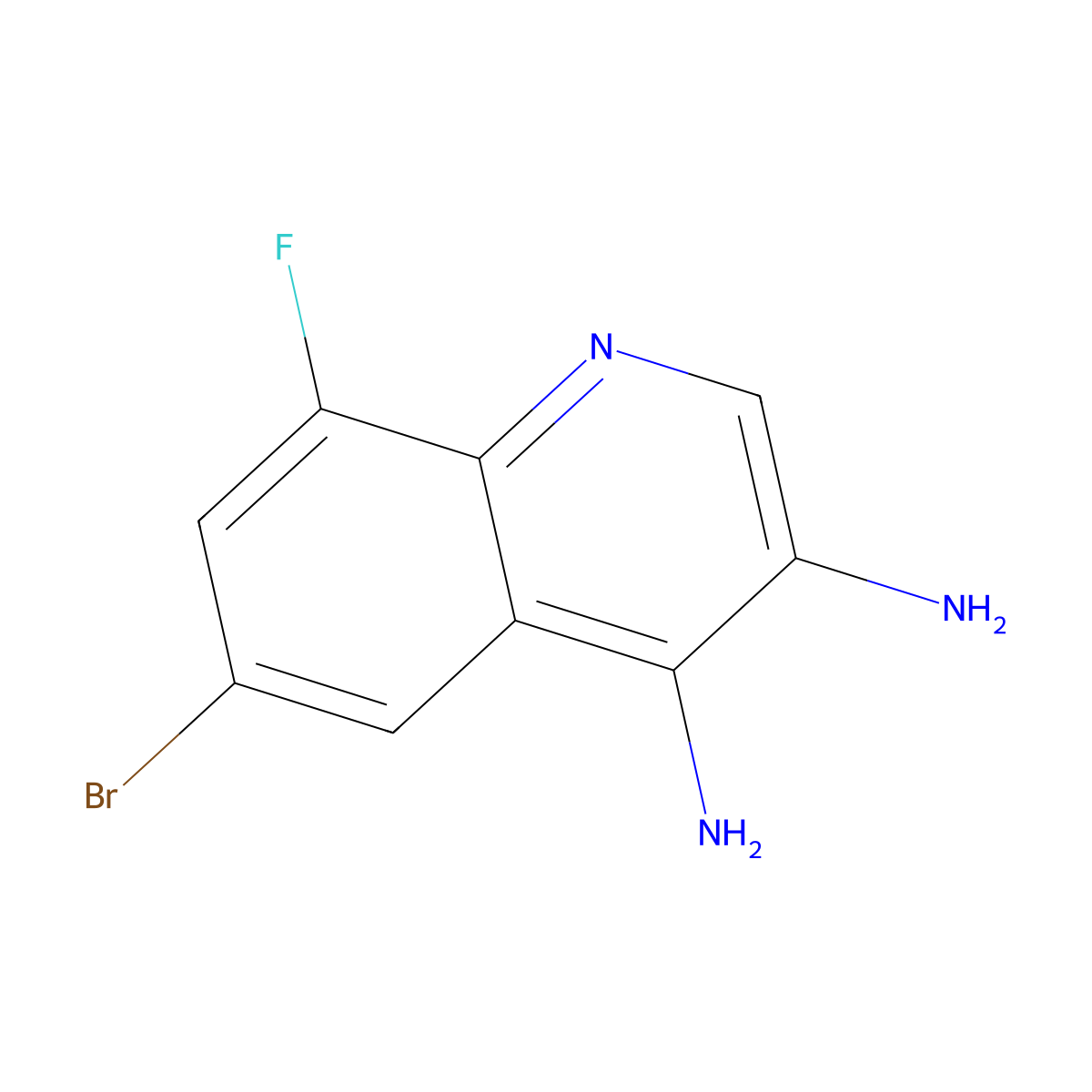 6-Bromo-8-fluoroquinoline-3,4-diamine molecular structure, CAS 2092377-73-4
