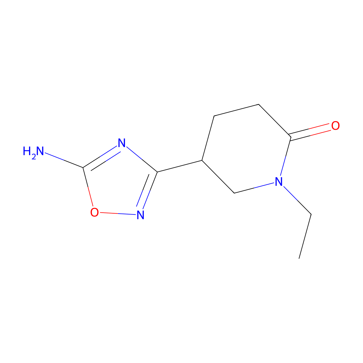 5-(5-Amino-1,2,4-oxadiazol-3-yl)-1-ethylpiperidin-2-one molecular structure, CAS 2092377-83-6