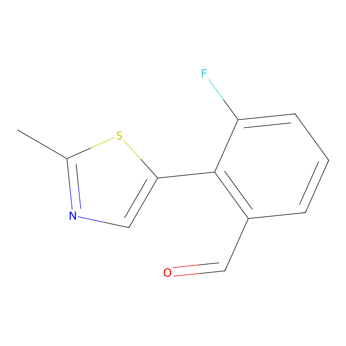 3-Fluoro-2-(2-methyl-1,3-thiazol-5-yl)benzaldehyde molecular structure, CAS 2092377-91-6