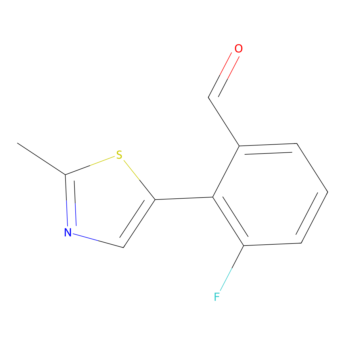 3-Fluoro-2-(2-methyl-1,3-thiazol-5-yl)benzaldehyde molecular structure, CAS 2092377-91-6