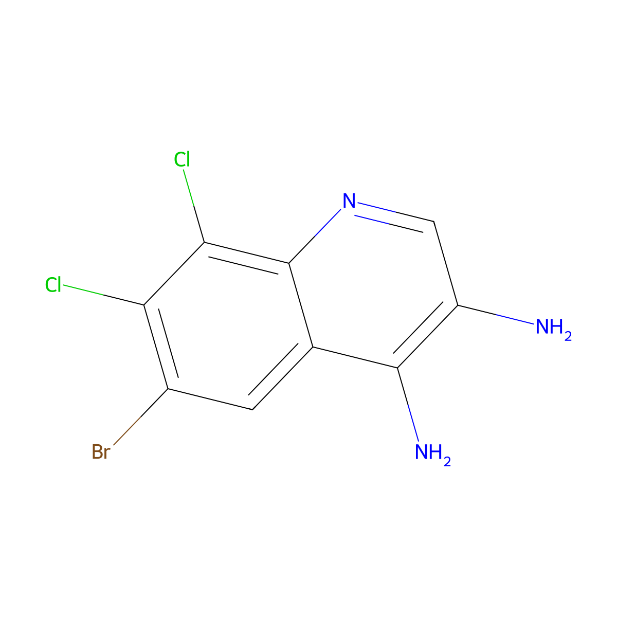 6-Bromo-7,8-dichloroquinoline-3,4-diamine molecular structure, CAS 2092378-20-4