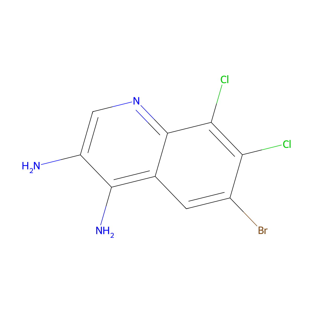 6-Bromo-7,8-dichloroquinoline-3,4-diamine molecular structure, CAS 2092378-20-4