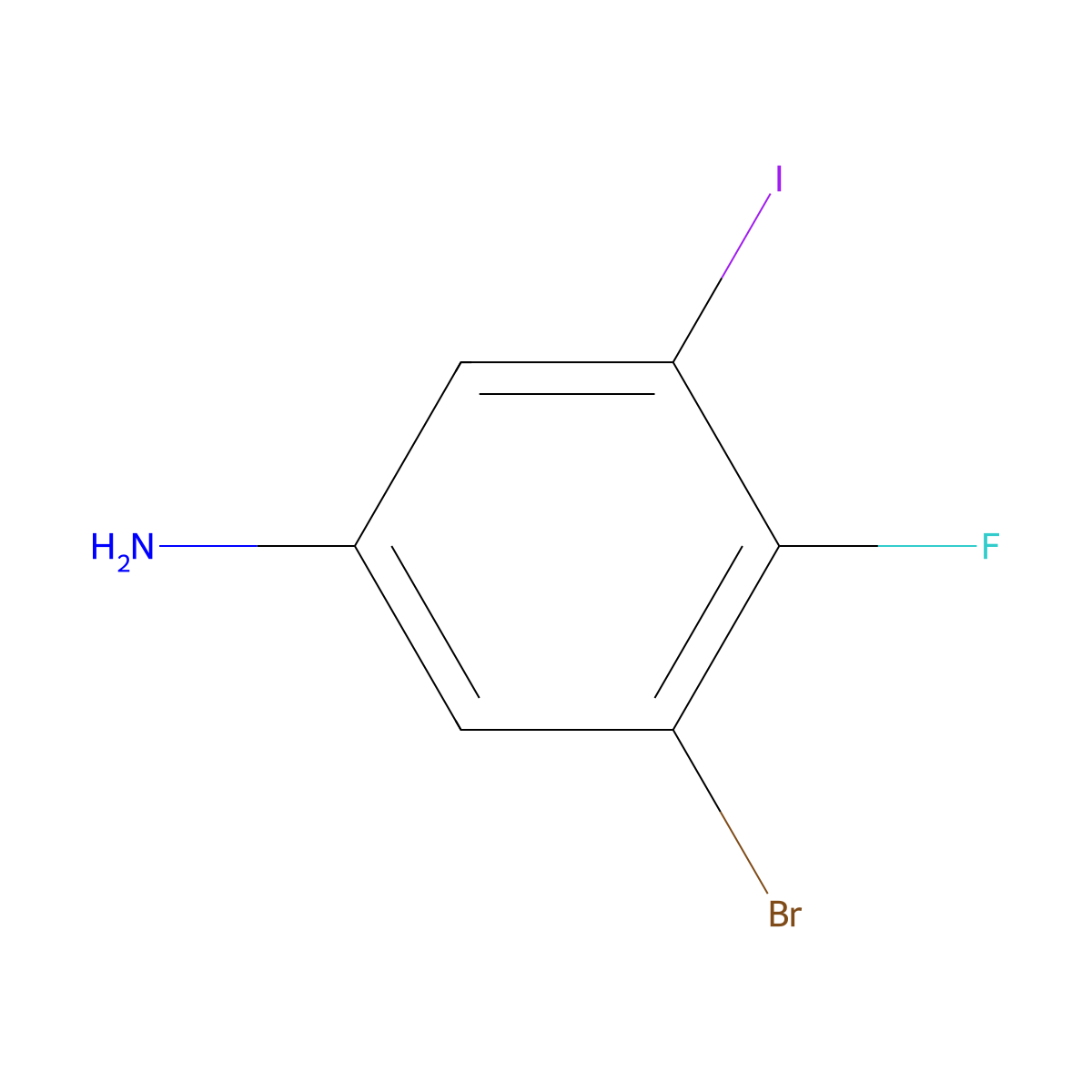 3-Bromo-4-fluoro-5-iodoaniline molecular structure, CAS 2092379-81-0