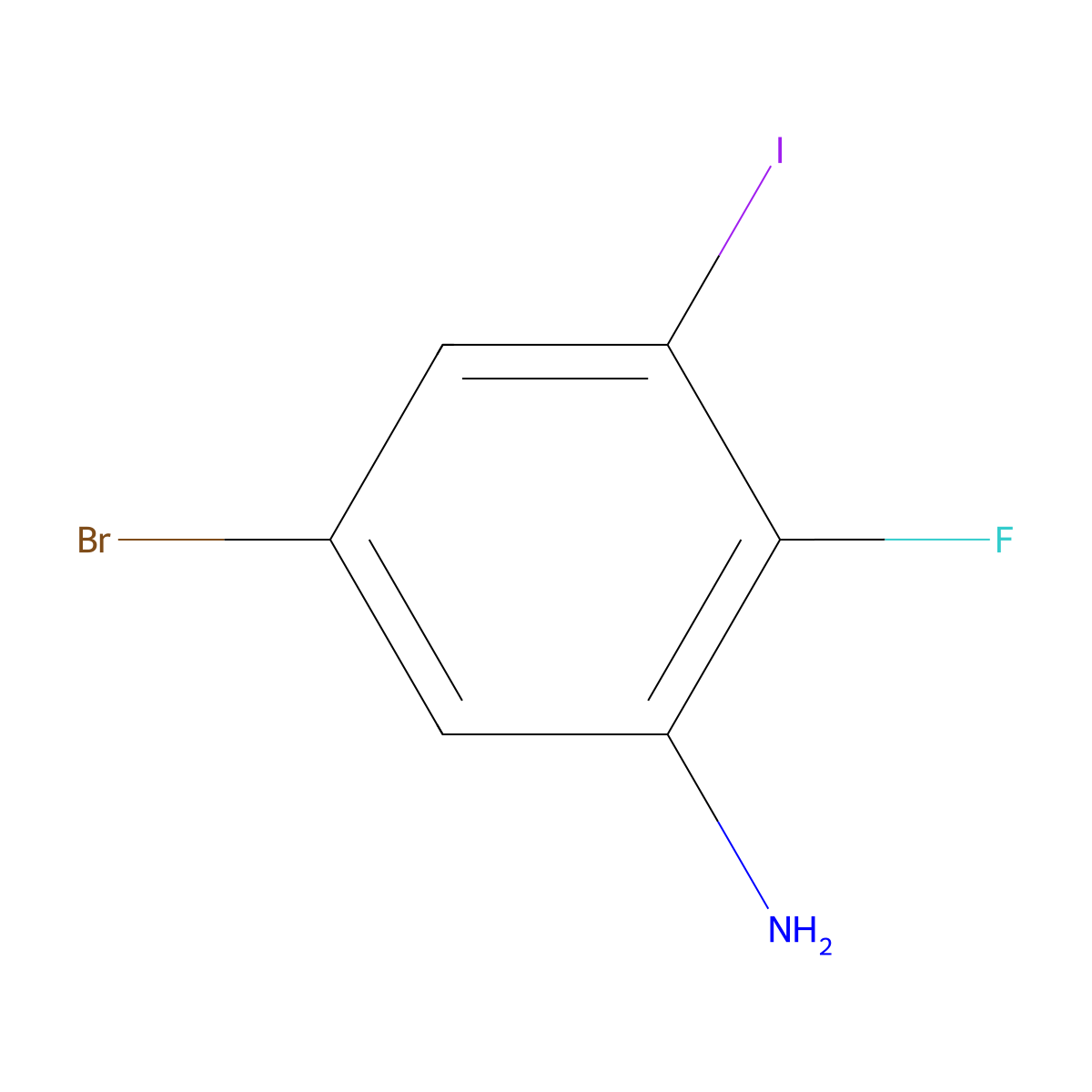 5-Bromo-2-fluoro-3-iodoaniline molecular structure, CAS 2092379-92-3