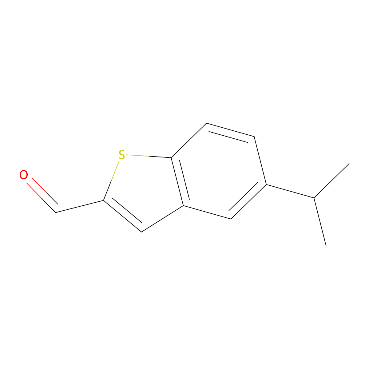 5-(Propan-2-yl)-1-benzothiophene-2-carbaldehyde molecular structure, CAS 2092383-75-8