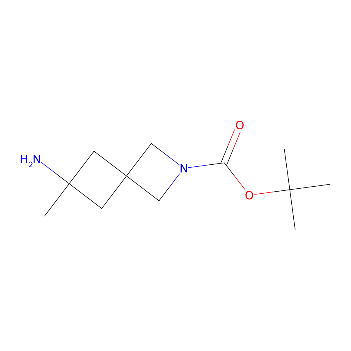 tert-Butyl 6-amino-6-methyl-2-azaspiro[3.3]heptane-2-carboxylate molecular structure, CAS 2092384-10-4