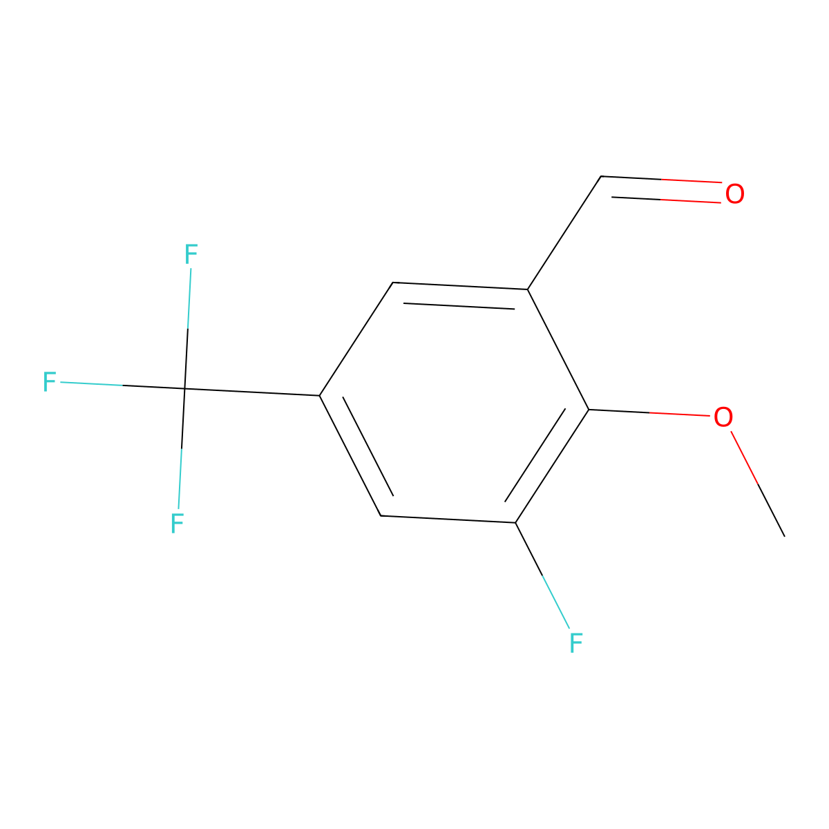 3-Fluoro-2-methoxy-5-(trifluoromethyl)benzaldehyde molecular structure, CAS 2092384-40-0