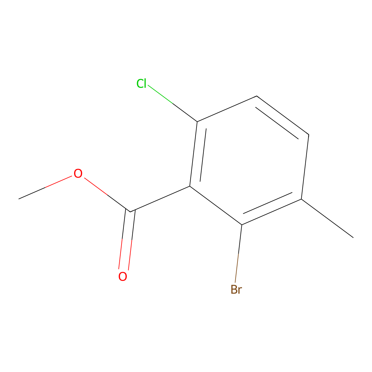 Methyl 2-bromo-6-chloro-3-methylbenzoate molecular structure, CAS 2092387-79-4