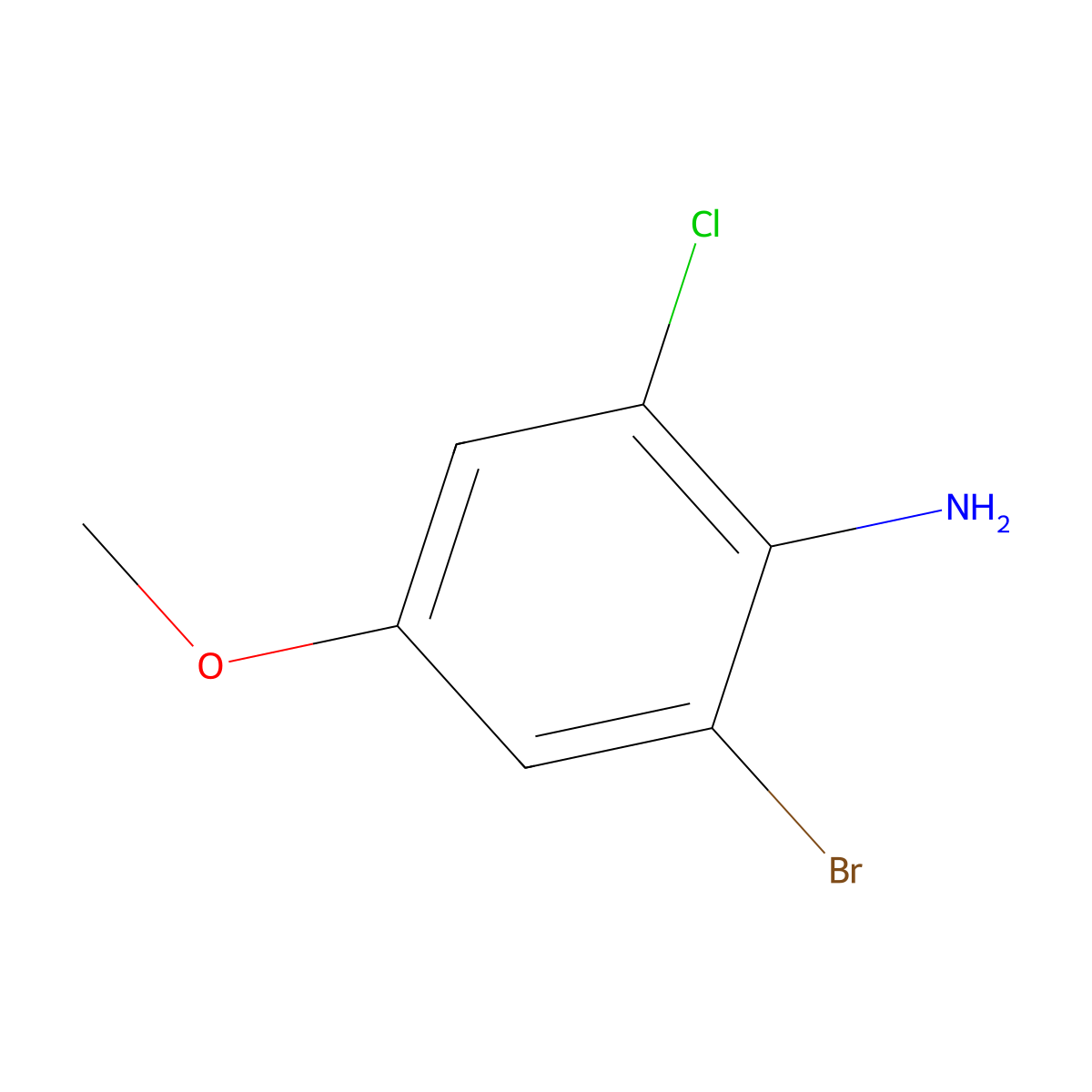2-Bromo-6-chloro-4-methoxyaniline molecular structure, CAS 2092391-01-8