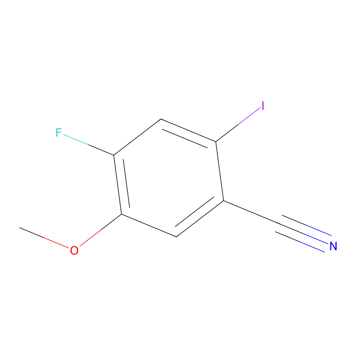4-Fluoro-2-iodo-5-methoxybenzonitrile molecular structure, CAS 2092391-65-4