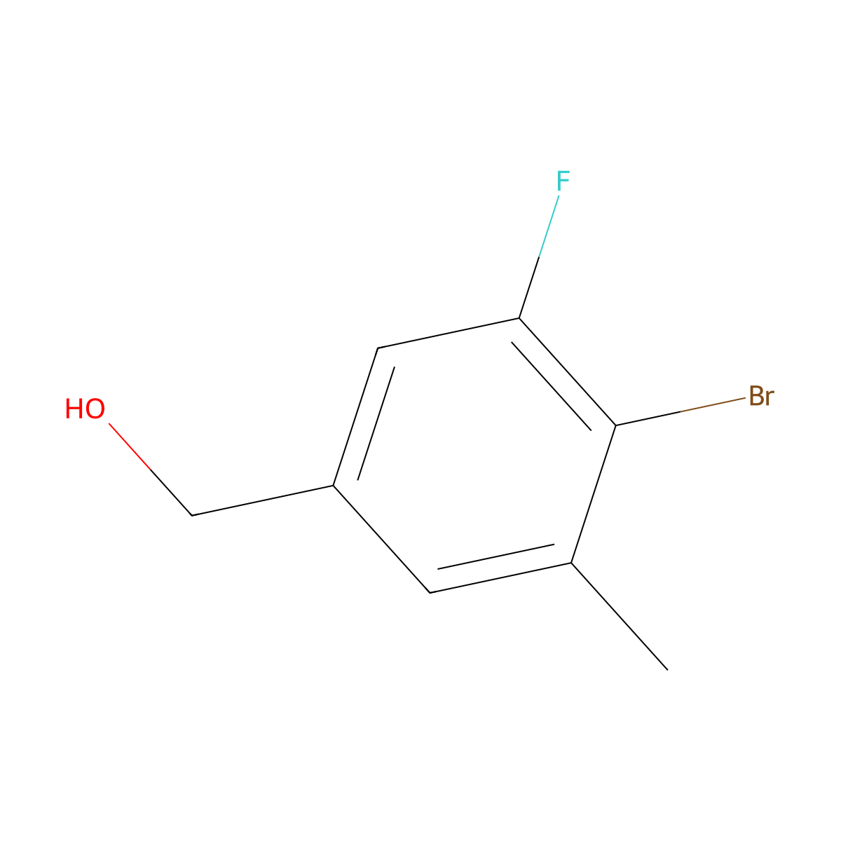 (4-Bromo-3-fluoro-5-methylphenyl)methanol molecular structure, CAS 2092392-38-4
