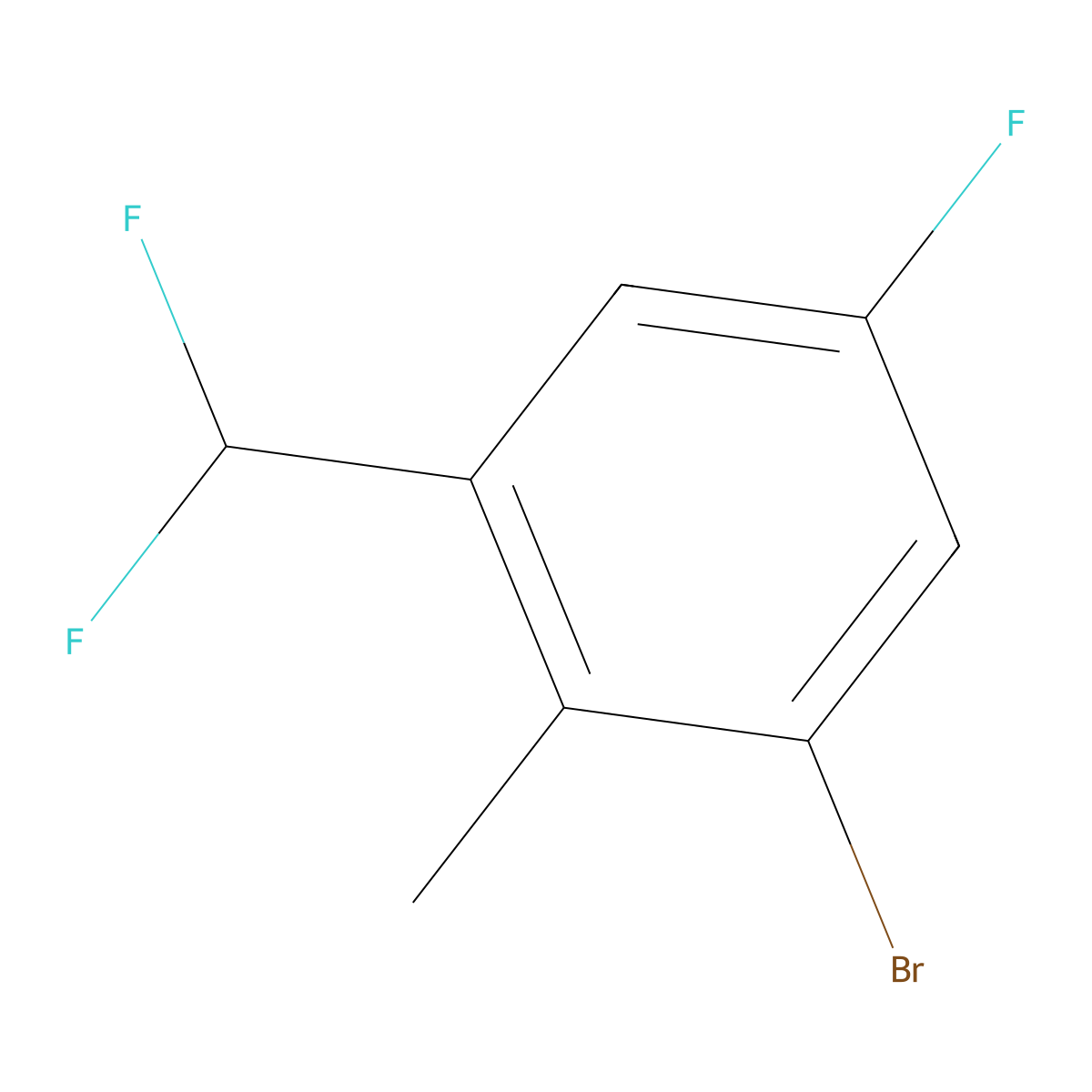 1-Bromo-3-(difluoromethyl)-5-fluoro-2-methylbenzene molecular structure, CAS 2092394-50-6