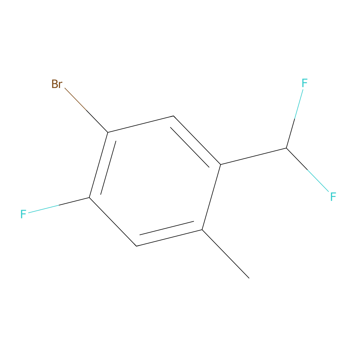 1-Bromo-5-(difluoromethyl)-2-fluoro-4-methylbenzene molecular structure, CAS 2092394-62-0