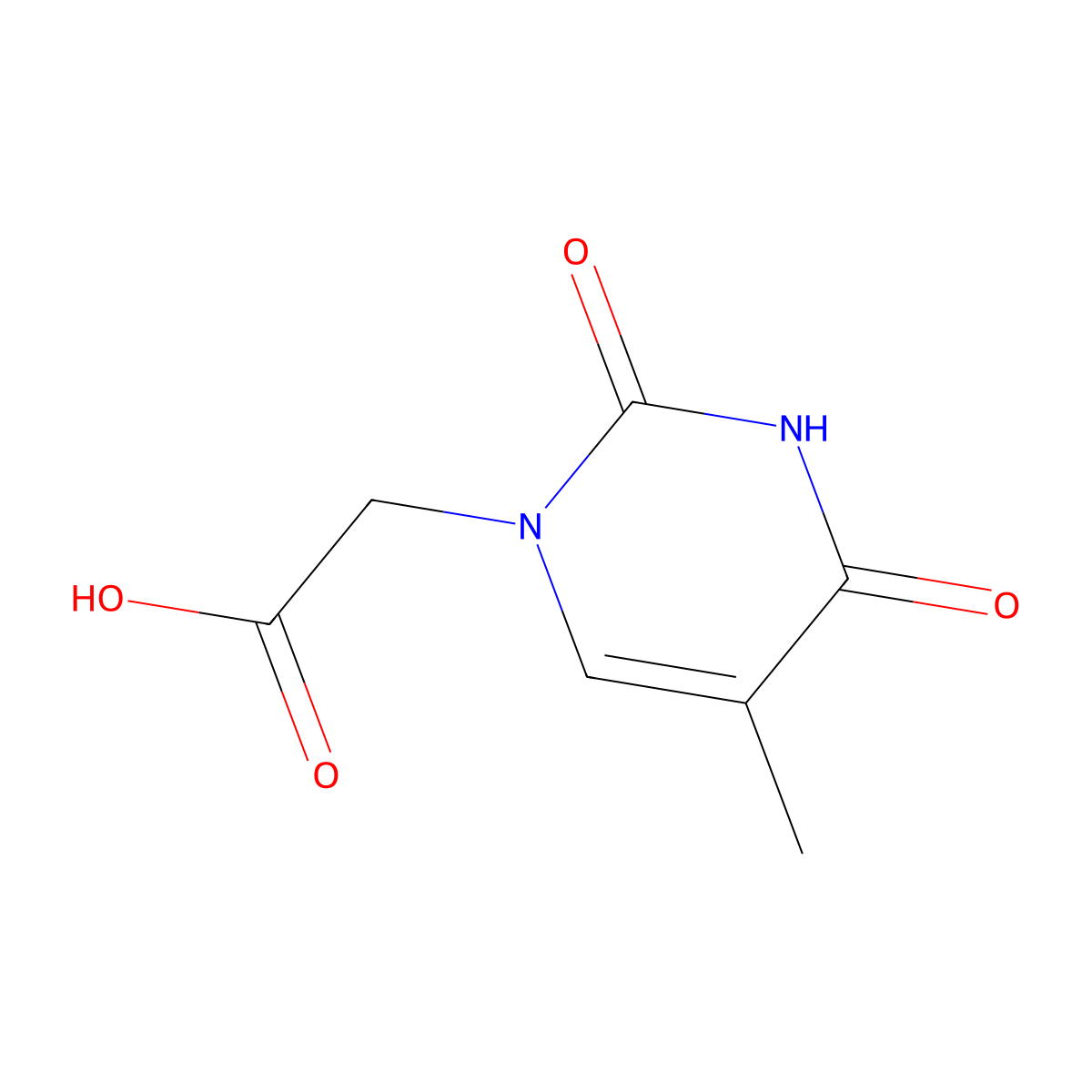 2-(5-Methyl-2,4-dioxo-1,2,3,4-tetrahydropyrimidin-1-yl)acetic acid molecular structure, CAS 20924-05-4