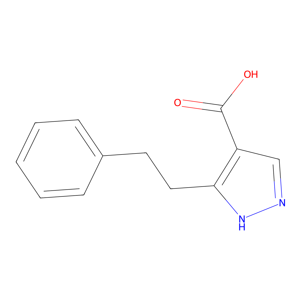 5-(2-Phenylethyl)-1h-pyrazole-4-carboxylic acid molecular structure, CAS 2092403-03-5