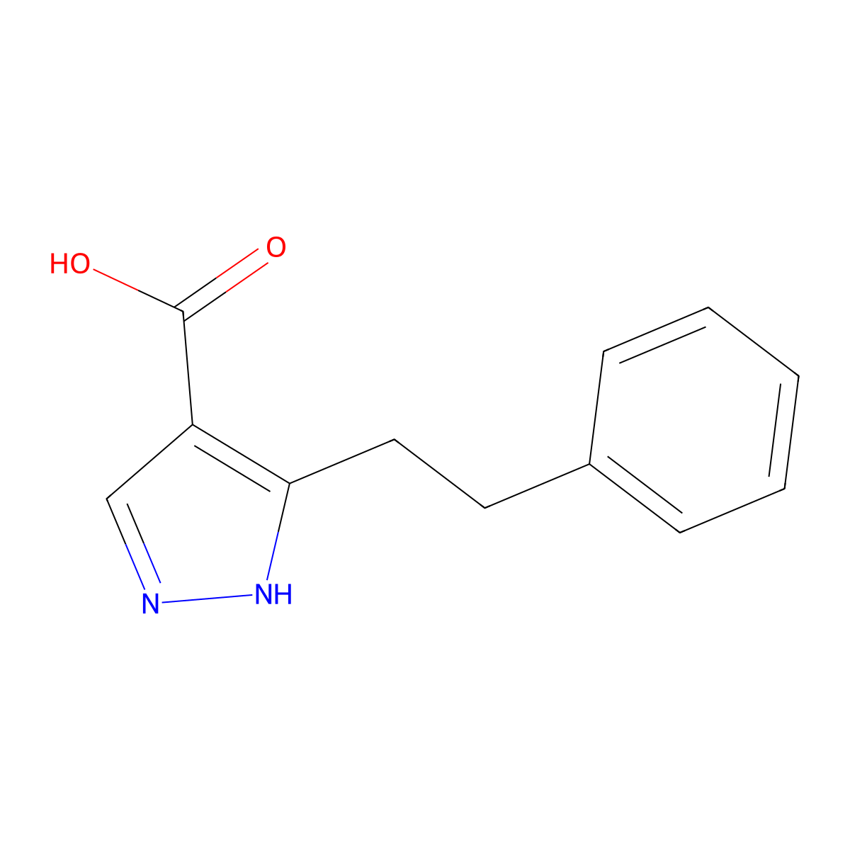 5-(2-Phenylethyl)-1h-pyrazole-4-carboxylic acid molecular structure, CAS 2092403-03-5