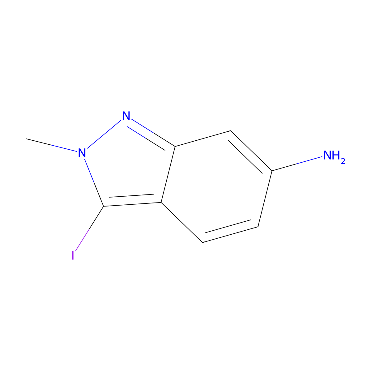 3-iodo-2-methyl-2H-indazol-6-amine molecular structure, CAS 2092404-66-3