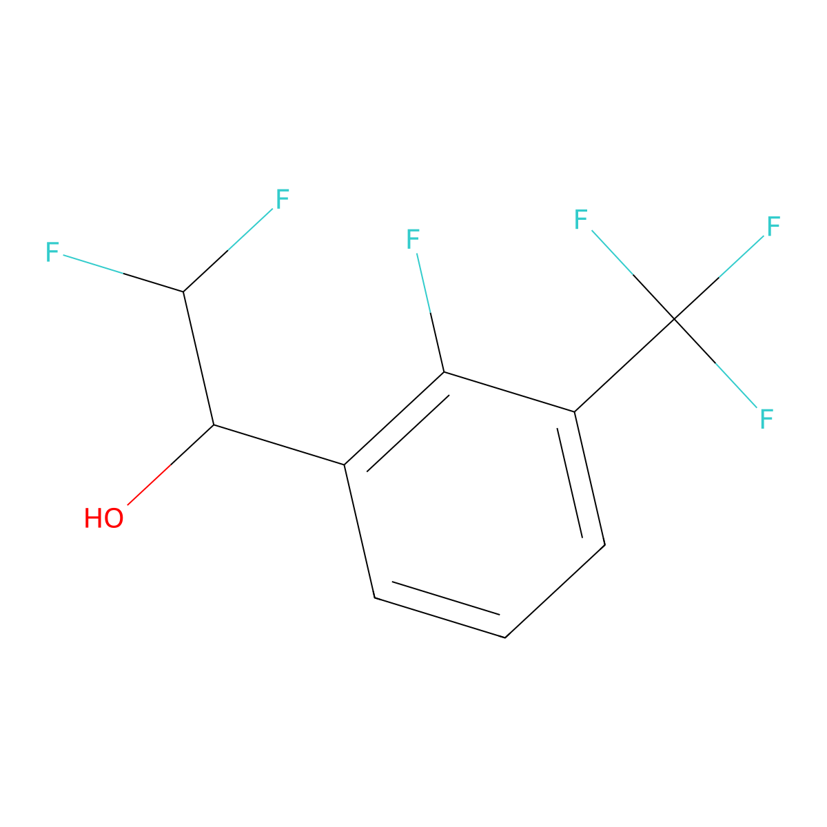 2,2-Difluoro-1-[2-fluoro-3-(trifluoromethyl)phenyl]ethan-1-ol molecular structure, CAS 2092406-76-1