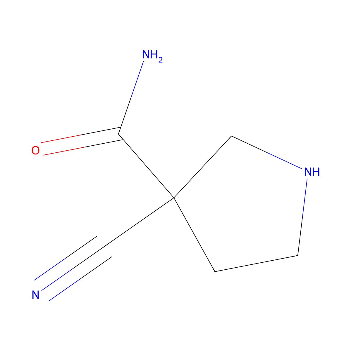 3-Cyanopyrrolidine-3-carboxamide molecular structure, CAS 2092411-23-7