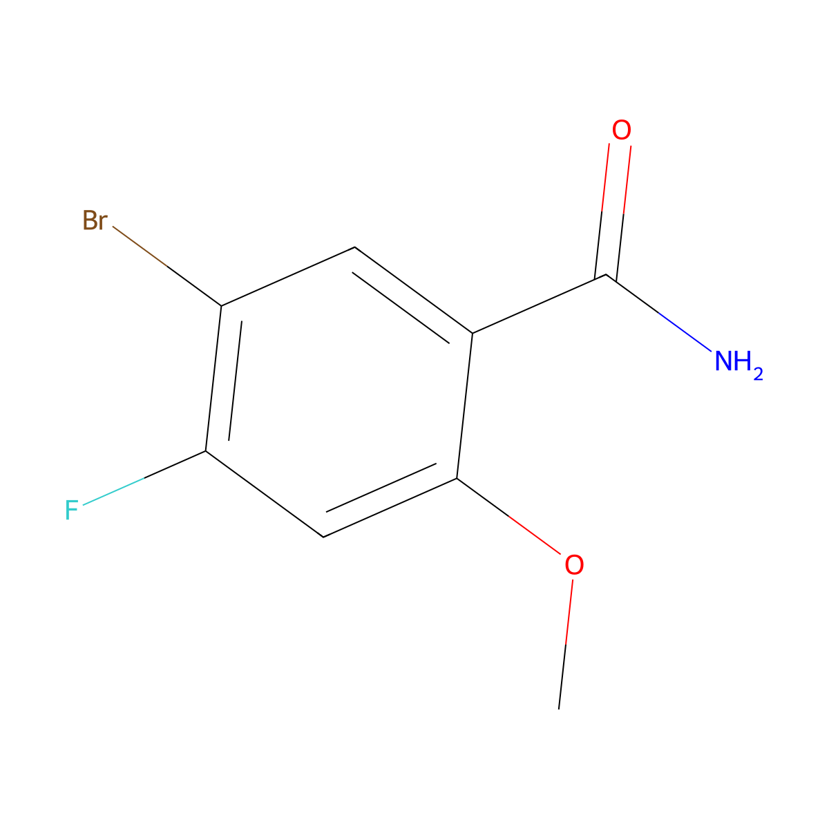 5-Bromo-4-fluoro-2-methoxybenzamide molecular structure, CAS 2092412-51-4