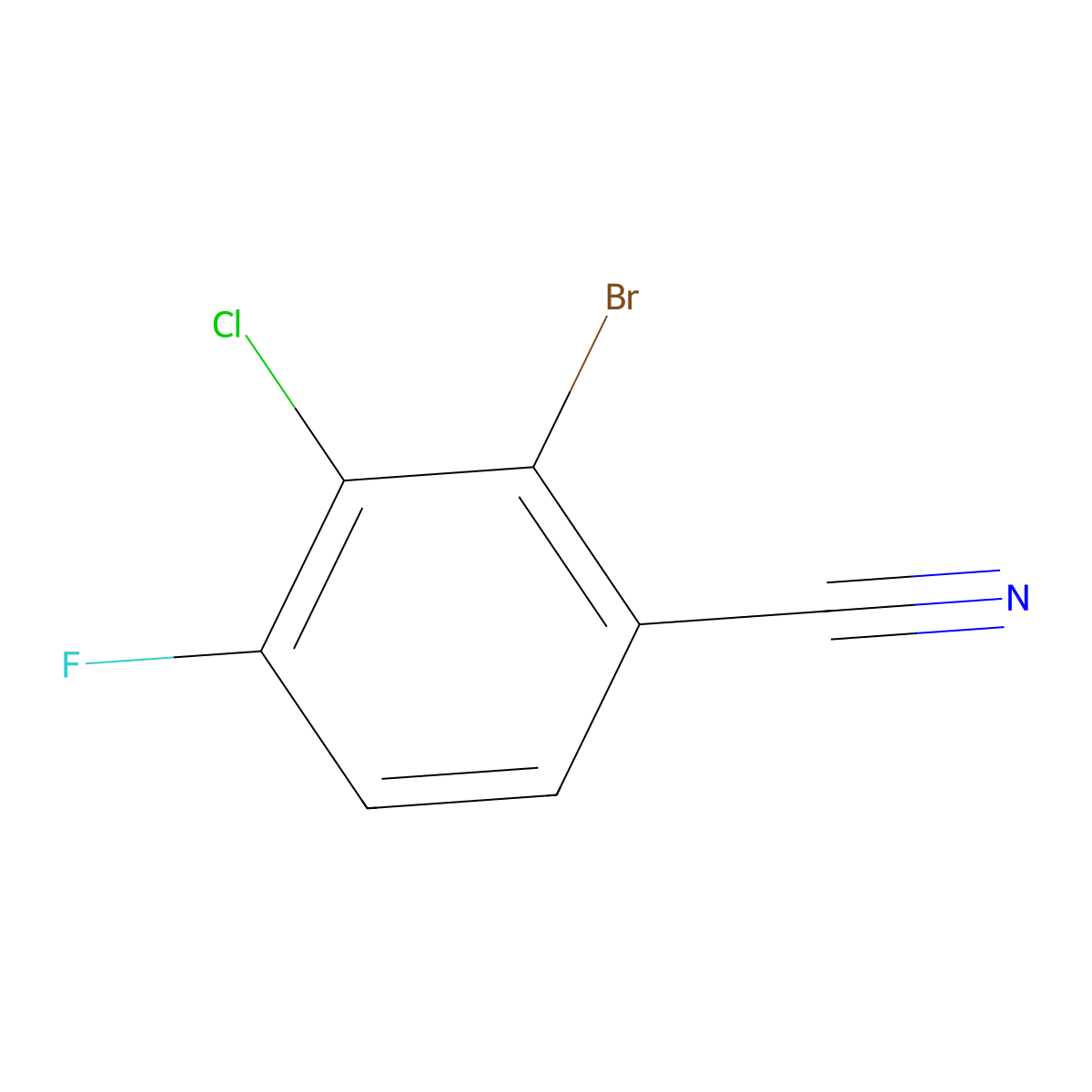 2-Bromo-3-chloro-4-fluorobenzonitrile molecular structure, CAS 2092415-27-3