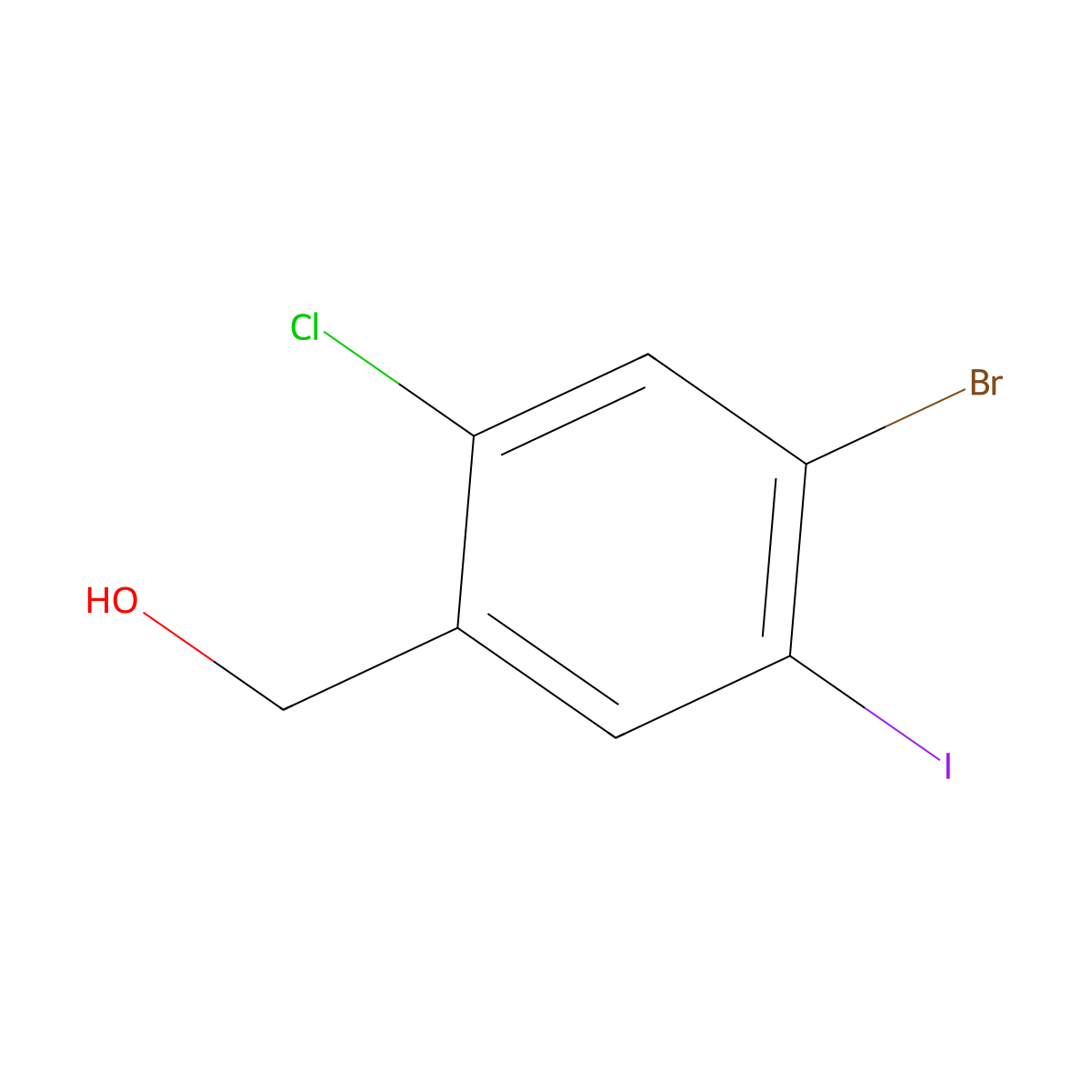 (4-Bromo-2-chloro-5-iodophenyl)methanol molecular structure, CAS 2092415-31-9