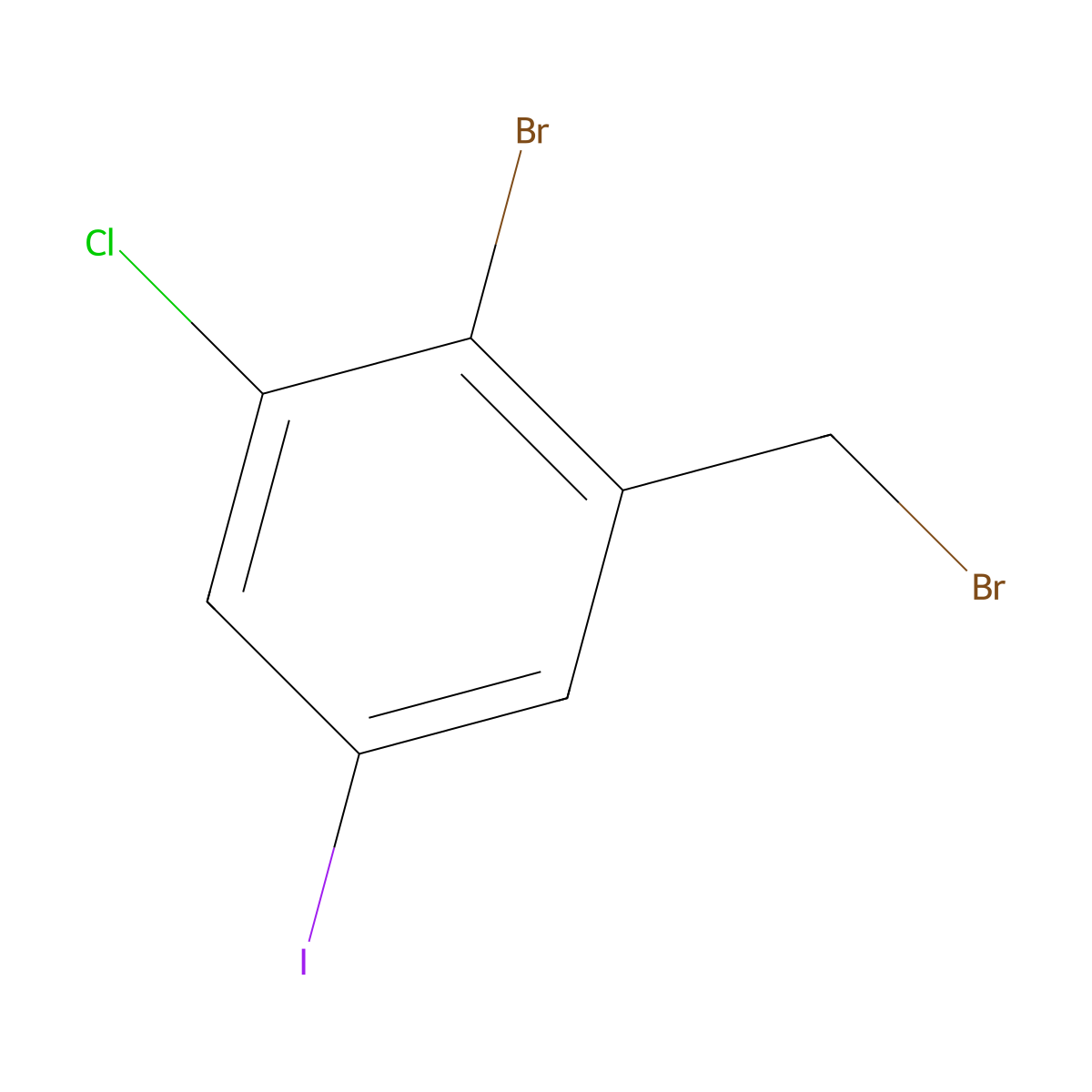 2-Bromo-3-chloro-5-iodobenzyl bromide molecular structure, CAS 2092415-39-7