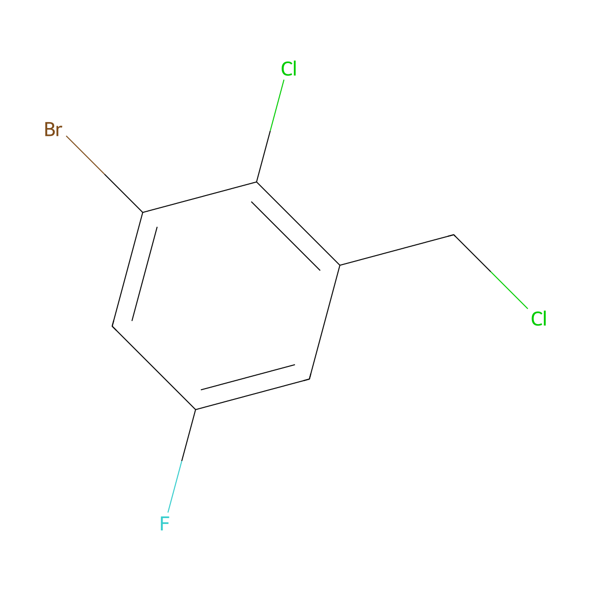 1-Bromo-2-chloro-3-(chloromethyl)-5-fluorobenzene molecular structure, CAS 2092416-79-8