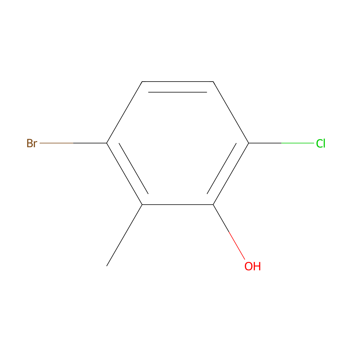 3-Bromo-6-chloro-2-methylphenol molecular structure, CAS 2092417-24-6