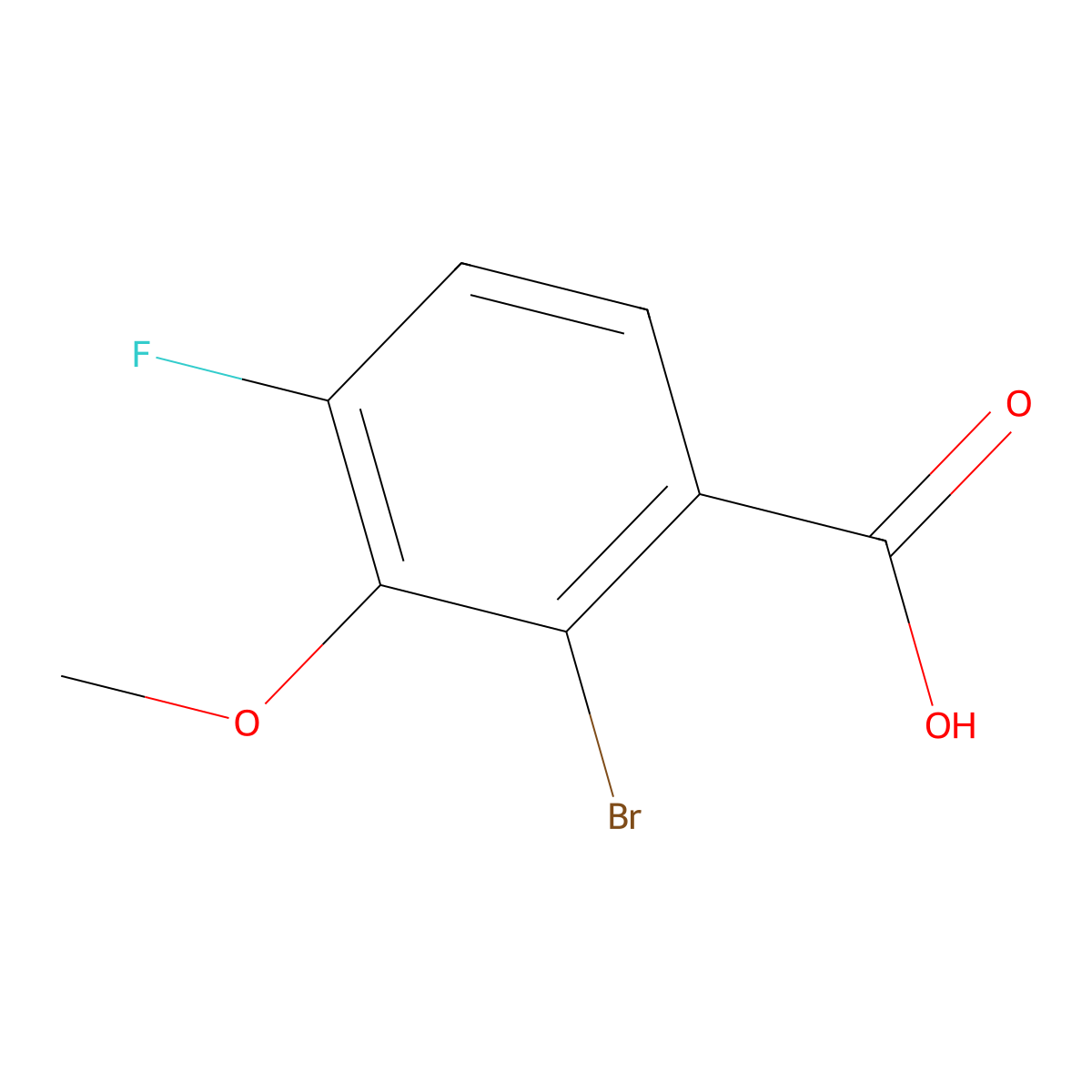 2-Bromo-4-fluoro-3-methoxybenzoic acid molecular structure, CAS 2092419-55-9